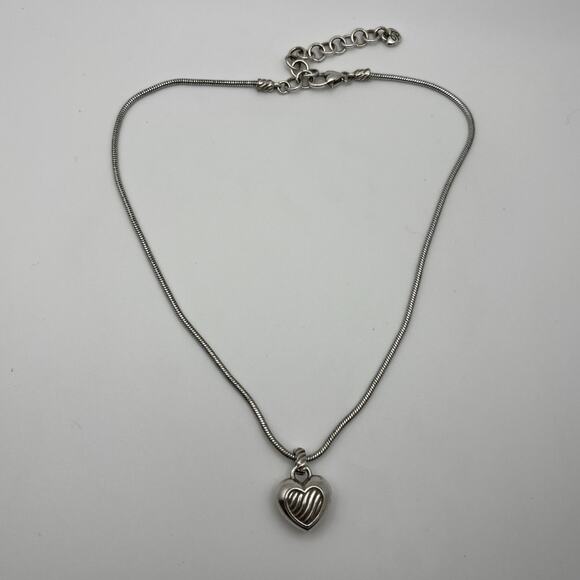 Brighton Sacred Heart Reversible Pendant Necklace in Silver Tone Crystals Puffy - Picture 6 of 11